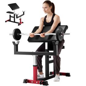 Preacher Curl Bench, Strength Training Biceps Machine, Max load 440 LBS Home Gym Equipment, Seated Arm Isolated Barbell Dumbbell Bicep Station