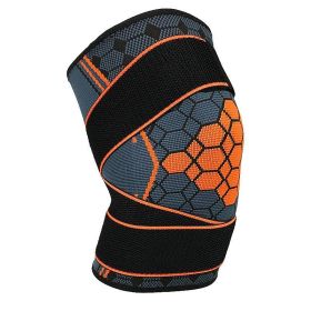 Double Strap Compression Knee Pads For Basketball Cycling (Option: Orange with straps-S)