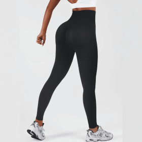 Women High Waisted Leggings, Tummy Control Pants, Full Length Soft Stretchy Yoga Pants (Color: BLACK, size: L)